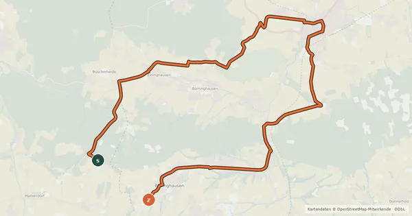 Kartenübersicht der Radroute Rad-Rundwanderweg R 13