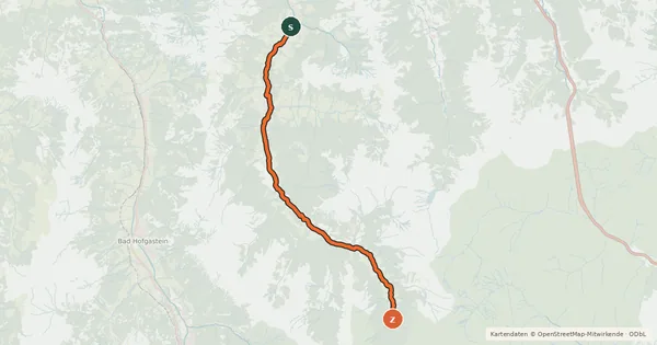 Kartenübersicht der Radroute Rad- und Gehweg Großarltal