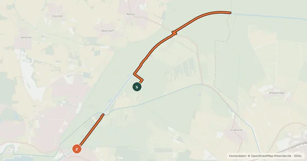 Kartenübersicht der Radroute Rad- und Wanderweg Niedersächsischer Drömling