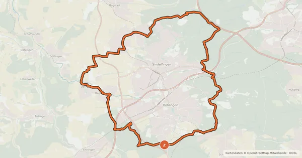 Kartenübersicht der Radroute Radel Rund Böblingen-Sindelfingen