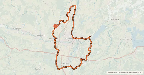 Kartenübersicht der Radroute Radeln rund um Rosenheim