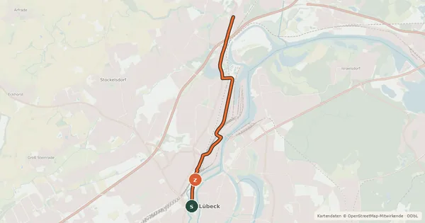Kartenübersicht der Radroute Radnetz HL 03 Nord