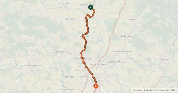 Kartenübersicht der Radroute RadNETZ Kirchheim - Kornwestheim