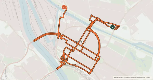 Kartenübersicht der Radroute RadNETZ Mannheim (Stadt)