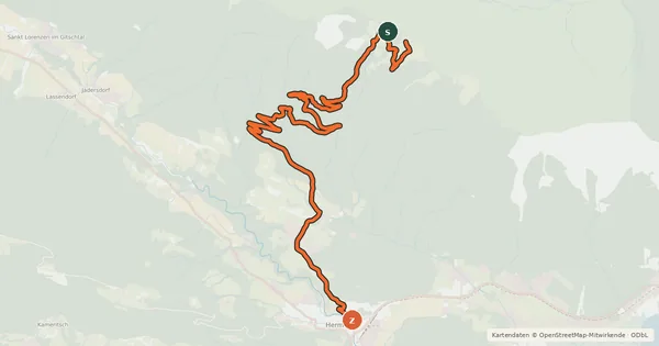 Kartenübersicht der Radroute Radniger Alm