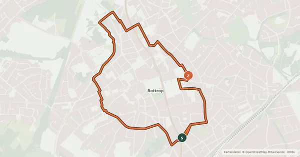 Kartenübersicht der Radroute Radquadrat Bottrop