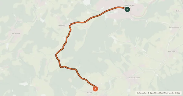Kartenübersicht der Radroute Radroute 03-04