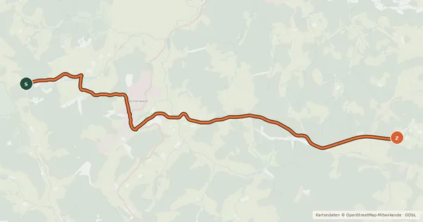 Kartenübersicht der Radroute Radroute 12-13