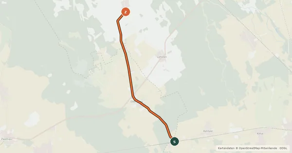 Kartenübersicht der Radroute Radroute 13-55