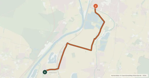 Kartenübersicht der Radroute Radroute 14-15