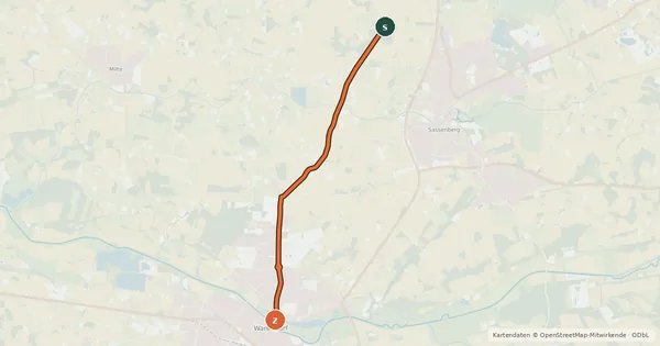 Kartenübersicht der Radroute Radroute 14-57