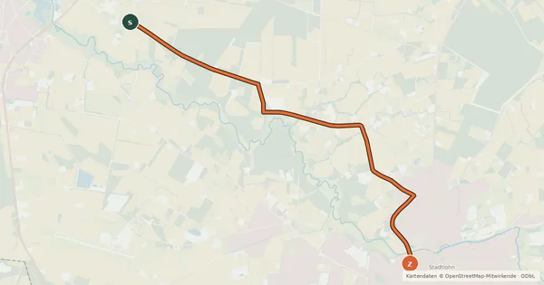 Kartenübersicht der Radroute Radroute 16-17