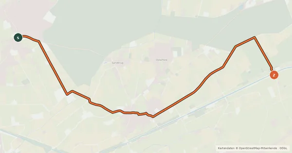 Kartenübersicht der Radroute Radroute 16-17