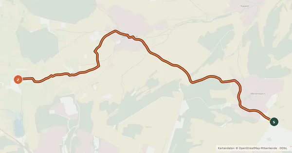Kartenübersicht der Radroute Radroute 16-19