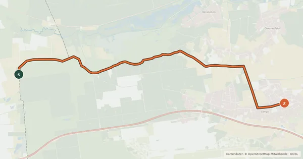 Kartenübersicht der Radroute Radroute 19-26