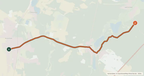Kartenübersicht der Radroute Radroute 19-34
