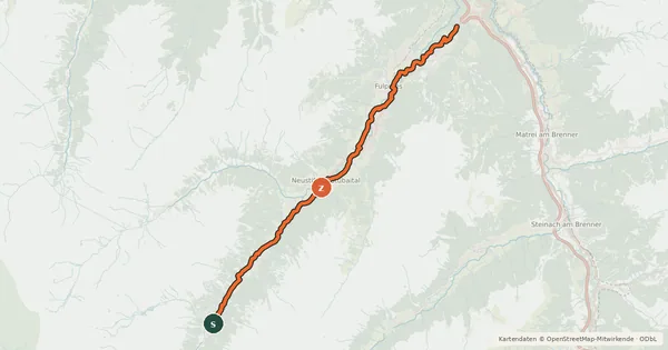 Kartenübersicht der Radroute Radroute 19 "Stubai Radweg"