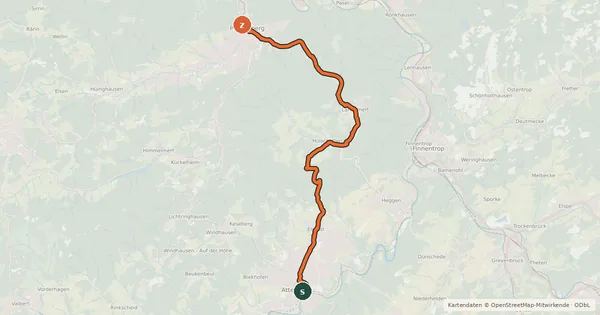 Kartenübersicht der Radroute Radroute 25-43