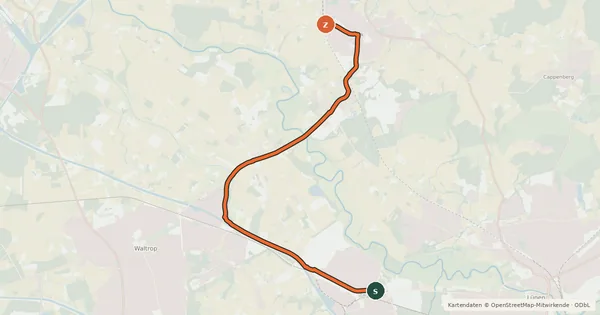 Kartenübersicht der Radroute Radroute 25-43