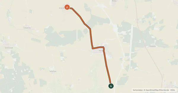Kartenübersicht der Radroute Radroute 28-37
