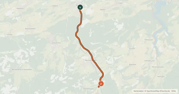 Kartenübersicht der Radroute Radroute 29-44