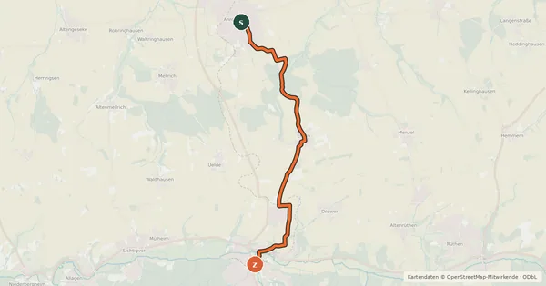 Kartenübersicht der Radroute Radroute 30-36