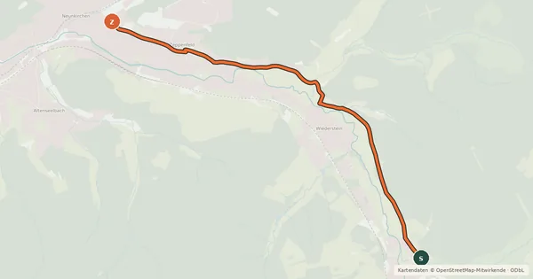Kartenübersicht der Radroute Radroute 32-55