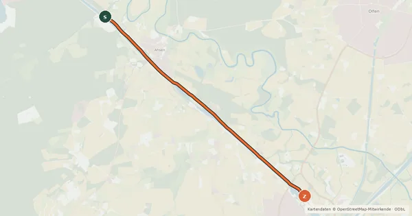 Kartenübersicht der Radroute Radroute 33-55