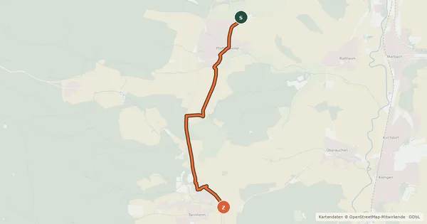Kartenübersicht der Radroute Radroute 36-38