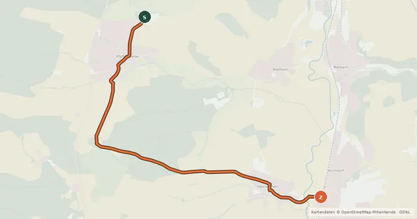 Kartenübersicht der Radroute Radroute 36-39