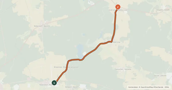 Kartenübersicht der Radroute Radroute 36-45