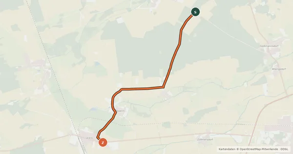 Kartenübersicht der Radroute Radroute 36-45