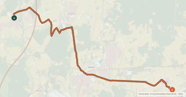 Kartenübersicht der Radroute Radroute 37-38