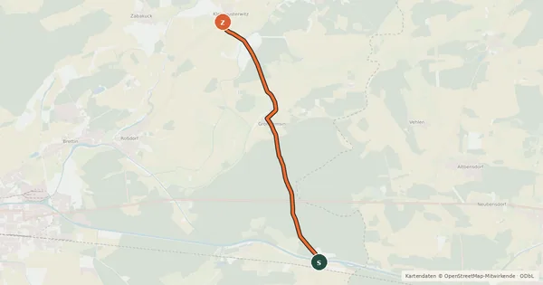 Kartenübersicht der Radroute Radroute 37-73