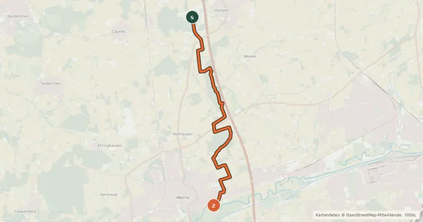 Kartenübersicht der Radroute Radroute 38-50