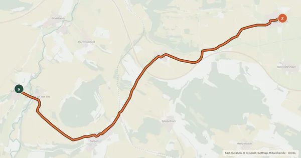 Kartenübersicht der Radroute Radroute 44-45
