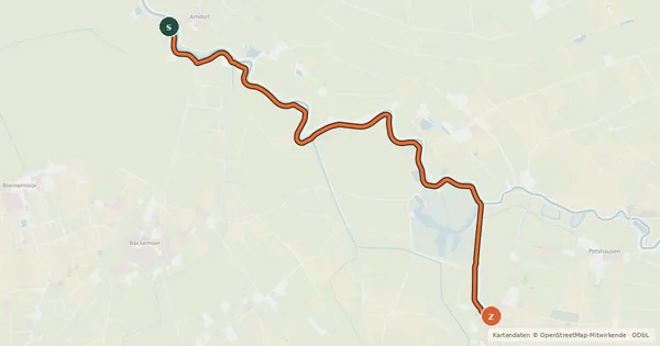 Kartenübersicht der Radroute Radroute 45-46