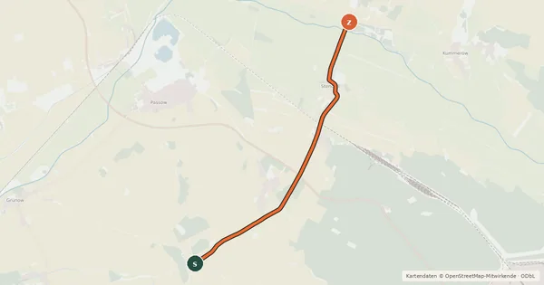 Kartenübersicht der Radroute Radroute 45-47