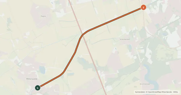 Kartenübersicht der Radroute Radroute 46-75