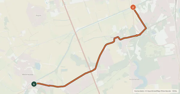 Kartenübersicht der Radroute Radroute 47-75