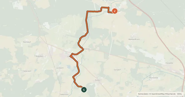 Kartenübersicht der Radroute Radroute 52-68