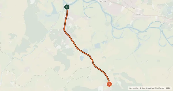 Kartenübersicht der Radroute Radroute 53-54