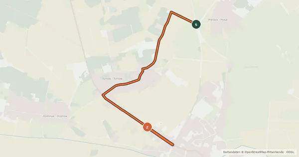 Kartenübersicht der Radroute Radroute 54-65