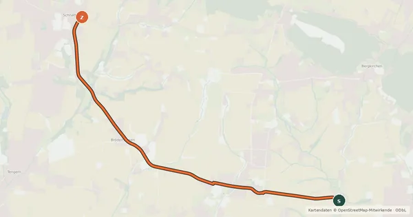 Kartenübersicht der Radroute Radroute 55-57