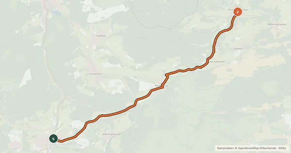 Kartenübersicht der Radroute Radroute 55-69