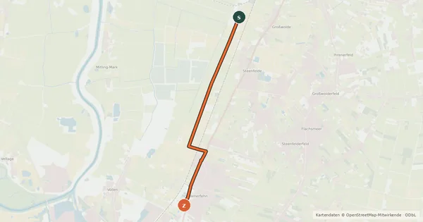 Kartenübersicht der Radroute Radroute 57-58