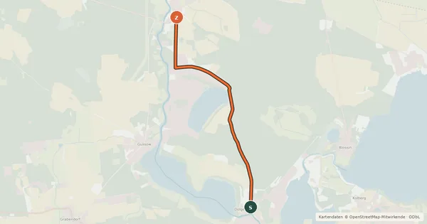 Kartenübersicht der Radroute Radroute 61-62