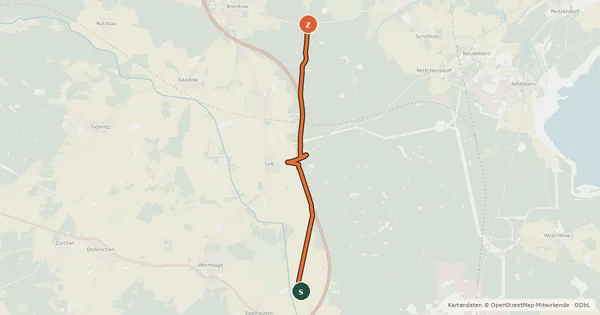 Kartenübersicht der Radroute Radroute 61-73