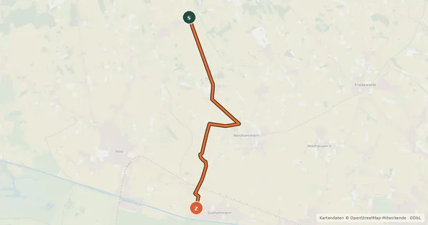 Kartenübersicht der Radroute Radroute 68-69