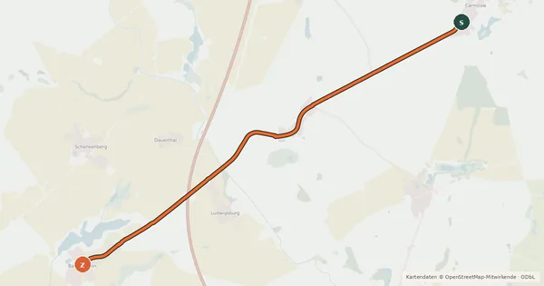 Kartenübersicht der Radroute Radroute 71-74